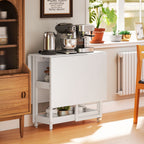 HOMCOM Folding Table with 2 Drop-Leaf Tops for 4 People with 2 Open Shelves, Wood and Metal, 133.4 x 80 x 75 cm, White
