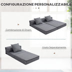 Folding Single Floor Chair Bed with Cushion Included, 70x70x61 cm, Grey
