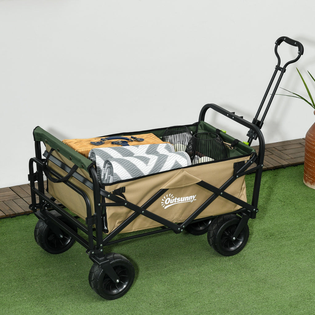 Outsunny garden trolley 110L with telescopic handle and opening bottom in steel and oxford fabric, persimmons - Borgè