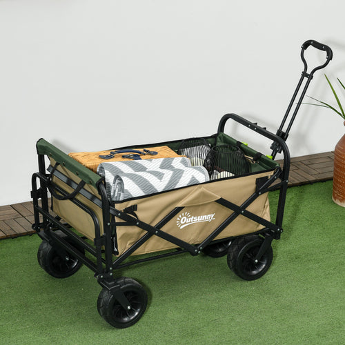 Outsunny garden trolley 110L with telescopic handle and opening bottom in steel and oxford fabric, persimmons - Borgè