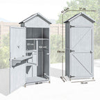 Outsunny Wooden Shed, 77x52.5x178cm, Wardrobe with Folding Workbench