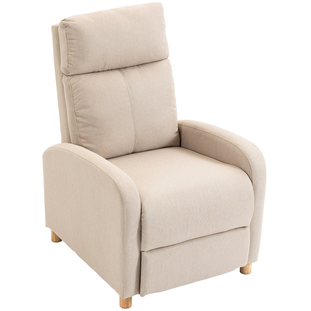 HOMCOM 135° Manually Reclining Relaxing Chair with Fabric Footrest, Beige