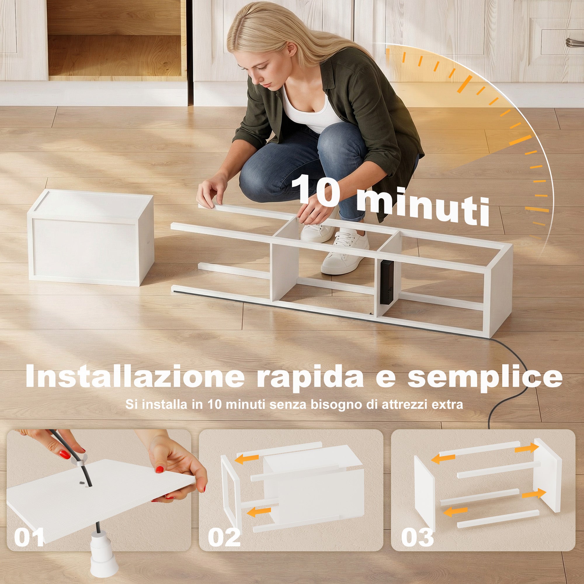 Floor Lamp with Shelves, Dimmable Light, Foot Switch and USB Ports, White