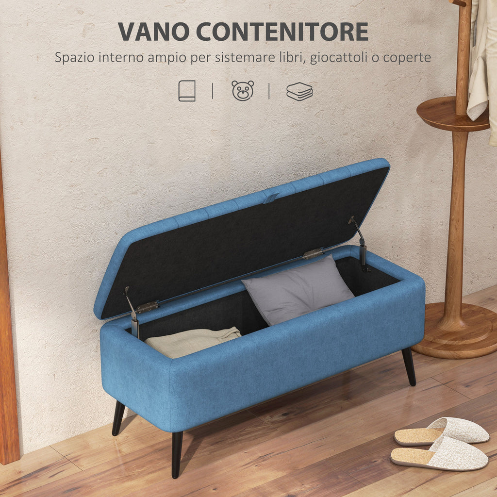 Storage Bench Pouf Footstool Padded, 102x40x44 cm, Dark Blue