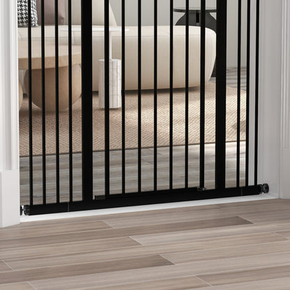 PawHut Extendable Dog Gate Without Screws Adjustable from 74-100 cm in Metal, Black - Borgè