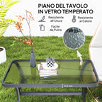 Rectangular Outdoor Coffee Table in Black Metal with Tempered Glass Top, 95x55x46 cm
