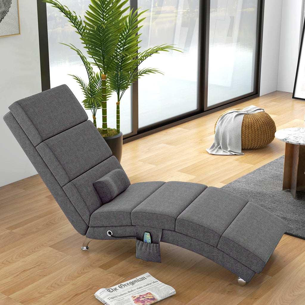 Massage Chair with 8 Vibration Points and Heating, 5 Modes, Timer and Remote Control, Grey