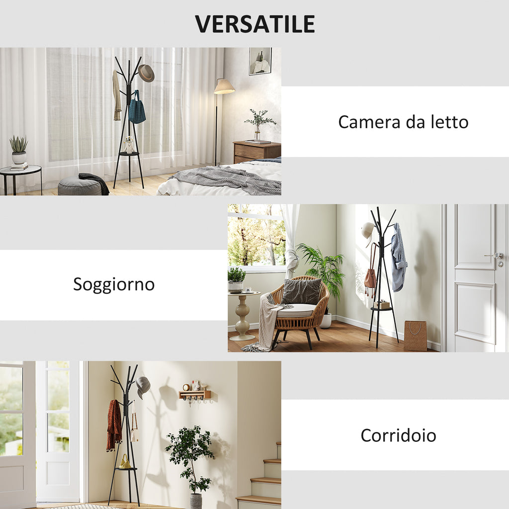 Modern Vertical Coat Rack for Entryway, 45x45x180cm, Black