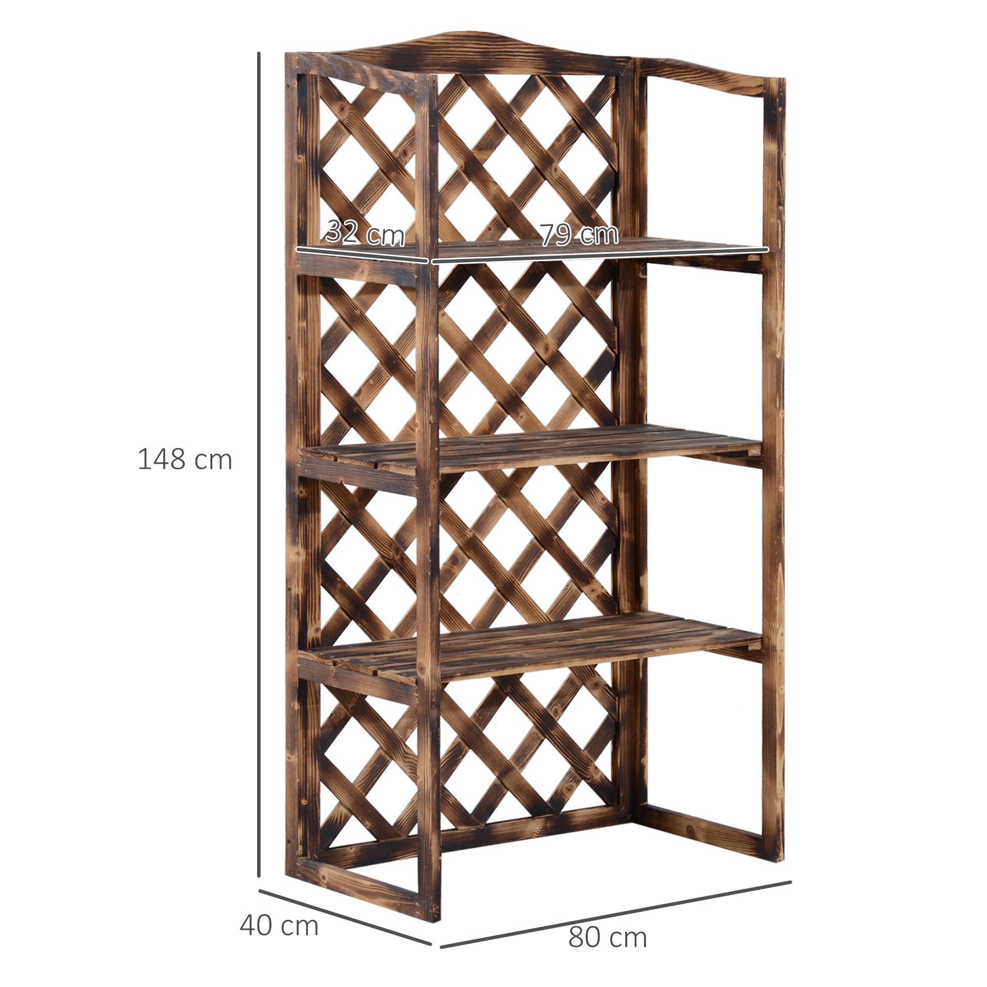 3-Tier Fir Wood Outdoor Plant Stand, Indoor and Outdoor Plant Holder, Balcony Planter, 80x40x148cm