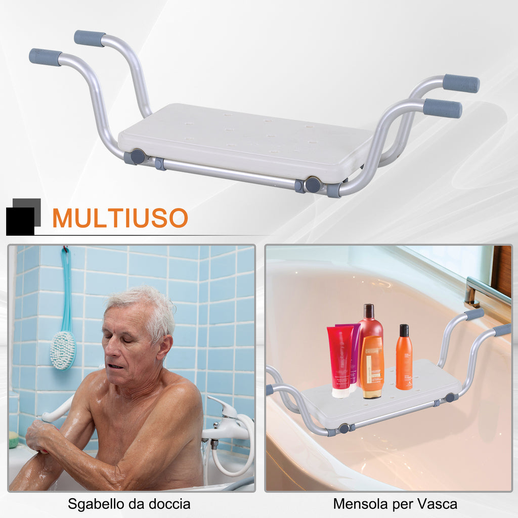 Aluminum Alloy and Plastic Bathtub Seat, Adjustable Width 73-83cm Bathtub Stool, Max. Load 150kg
