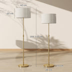 Floor Lamp with Remote Control and Adjustable Brightness 3000K-6000K, Fabric Lampshade, Gold