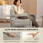 HOMCOM 2-Seater Modern Sofa Upholstered in Beige Chenille, Made of Steel, Sponge and Plywood, 120x73x76 cm