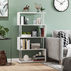 4-Tier Bookcase Modern Design in Wood and Metal, Bookshelf Shelf for Living Room, Study, Office, 80x30x145cm White