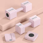 Set of 2 5 kg Square and Non-Slip Dumbbells with Removable Plates, in Steel and ABS, 32x9x9 cm, Pink