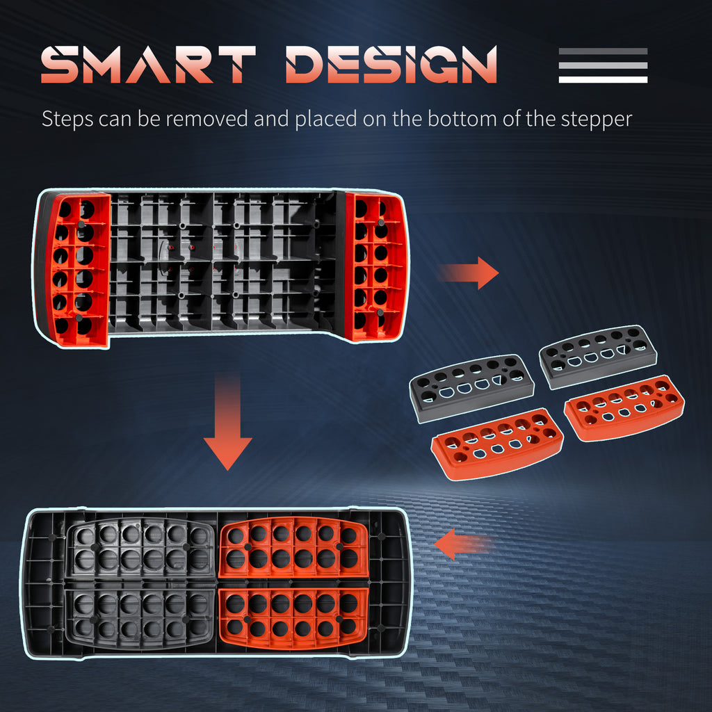 Step Fitness for Aerobics Adjustable to 3 Heights 10-15-20 cm in Plastic, Black and Red - Borgè