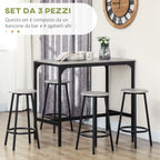 5 Piece Dining Set with Bar Counter 110x50x89.5 cm and Stools Ø30x60.5 cm in Wood and Metal Grey and Black