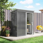 Outsunny Tool Shed with Sloped Roof and Sliding Door, Steel and PP, 163x89x182 cm, Light Grey