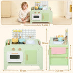 Wooden Toy Kitchen Set for Children 3+ Years Old with 15 Accessories, Green