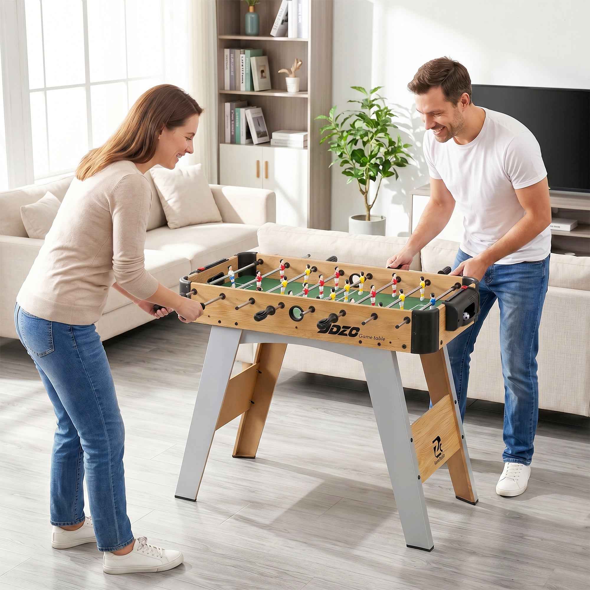 SPORTNOW Table Football with 22 Players, Balls and Manual Scoreboard, Oak and Yellow