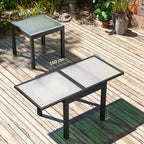 Extendable Garden Dining Table with Glass and Aluminum Top, 80-160x80x75 cm, Black and Transparent