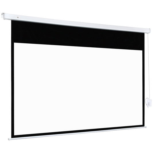 HOMCOM 100 Inch Projector Cover with Remote Control, in PVC and Metal, 247x7.5x168 cm, White - Borgè