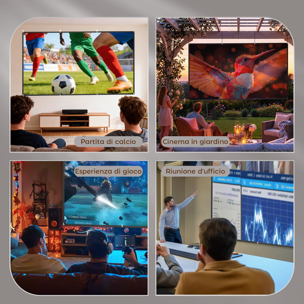 HOMCOM 120" 16:9 HD 4K/8K Projector Screen, Foldable and Portable, Anti-Wrinkle and Washable, Double-Sided, White