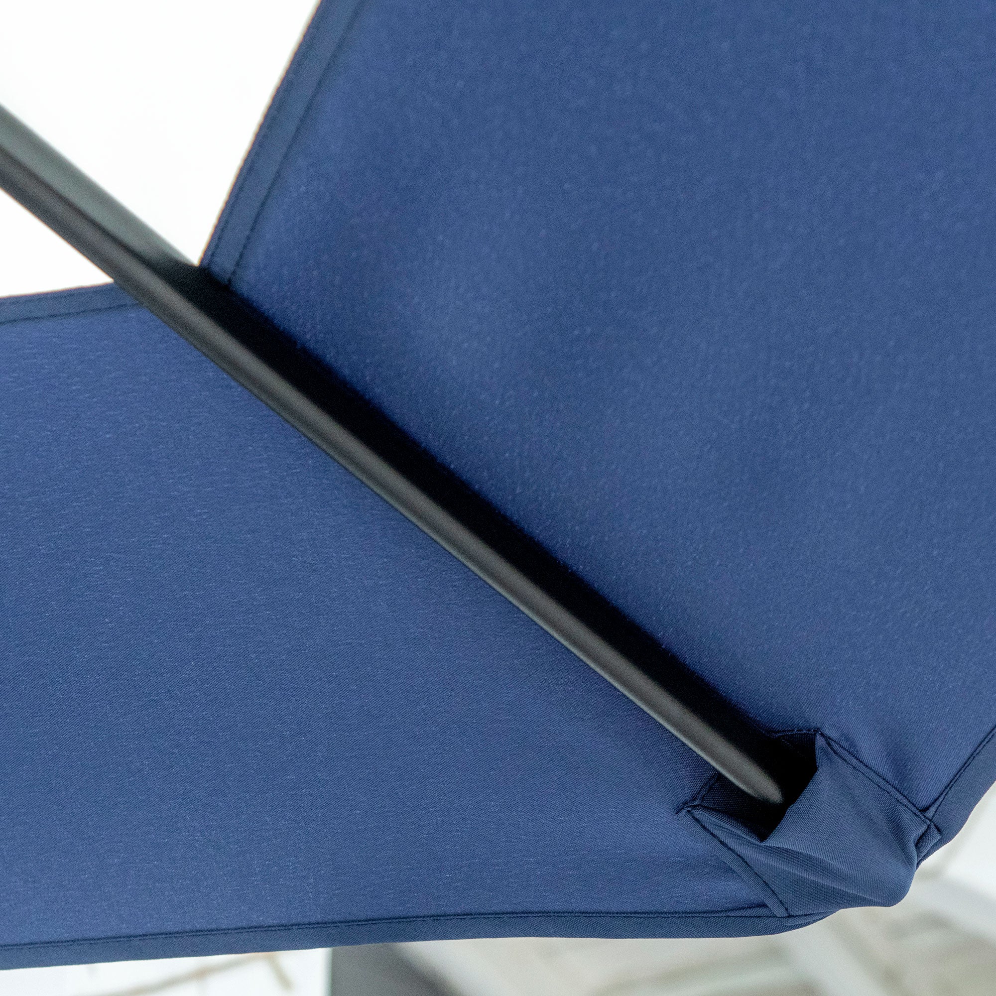 Garden Umbrella with Arm 3x2 m with Crank, Metal and Polyester, Dark Blue and Cream