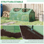 Garden Greenhouse with PE Cover, Stakes and Extended Edges, 120x60x60cm, Green