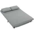 HOMCOM 3-in-1 2-Seater Sofa Bed in Linen Effect Fabric with 2 Cushions, Wood and Steel Frame, Light Grey