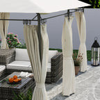 Garden Gazebo 3x4 m with Removable Curtains, Double Roof and Metal Structure, Cream