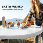 Outsunny Round Folding Camping Table in Metal and HDPE, 120x120x74 cm, White