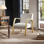 Modern Scandinavian Style Upholstered Fabric and Birch Wood Armchair, Grey