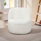 Ergonomic Backrest Lounge Chair in Sherpa Fabric and Foam, 73x82x71 cm, Cream White