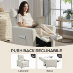HOMCOM Reclining Chair 135° max in Linen Effect Fabric, Foam, Steel and Wood, 73x86x100 cm, Cream White
