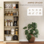 Minimal Storage Unit with 2 Cabinets and Adjustable Shelves, Oak-Colored Wood, 59x31x155 cm