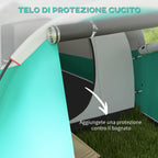 2-4 Person Waterproof Tunnel Tent with Carry Bag, 460x260x190 cm, Green