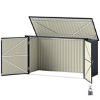 Steel Bin Covers for 3 240L Bins with 2 Doors and Lid, 233x105x118.5/133 cm, Dark Gray