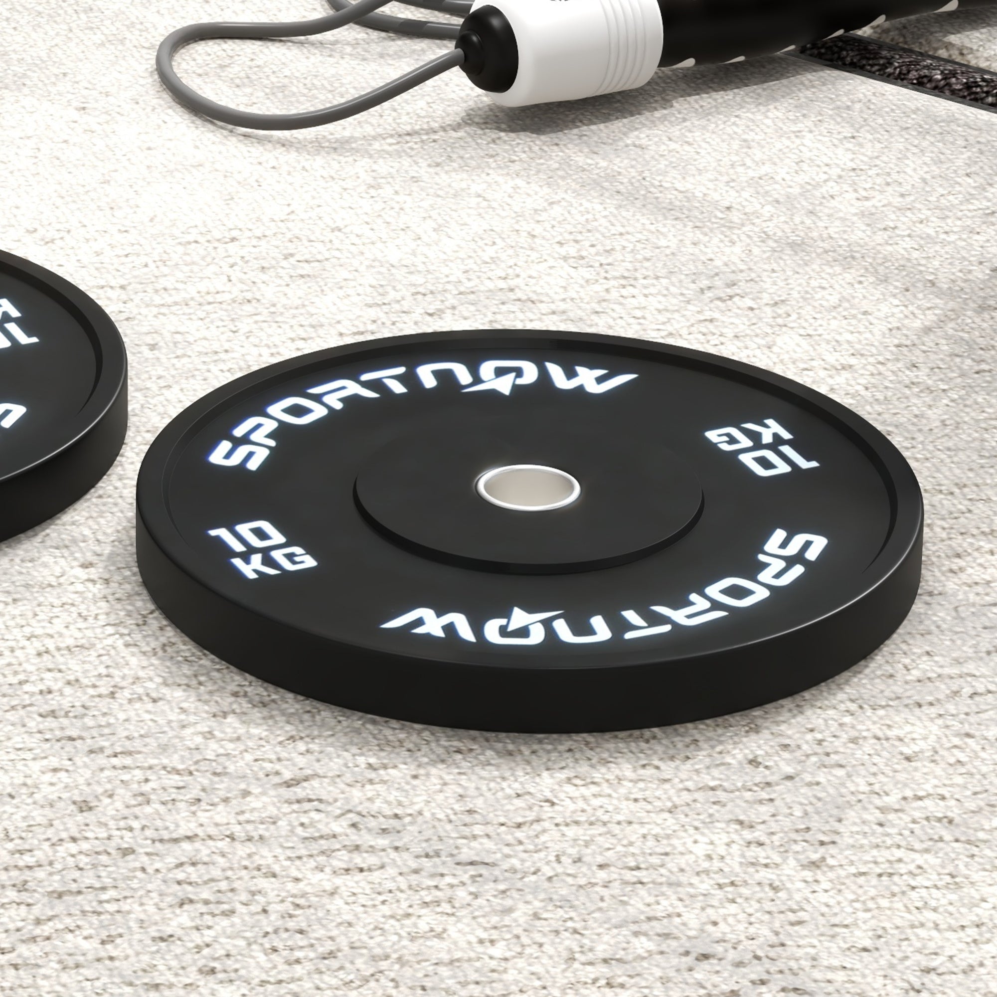 SportNow Set of 2 10kg gym discs for barbell and dumbbells with Ø5cm, black attack - Borgè
