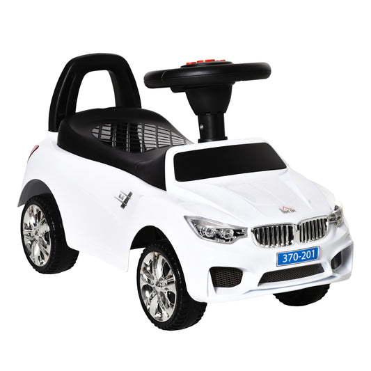 HOMCOM Ride-on Car for Children with Steering Wheel, Lights and Music, Age 18-36 Months, White