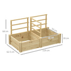 Garden Bed with 3 Trellis and 2 Fir Wood Planters with Open Bottom, 119x62.5x64 cm, Wood Color