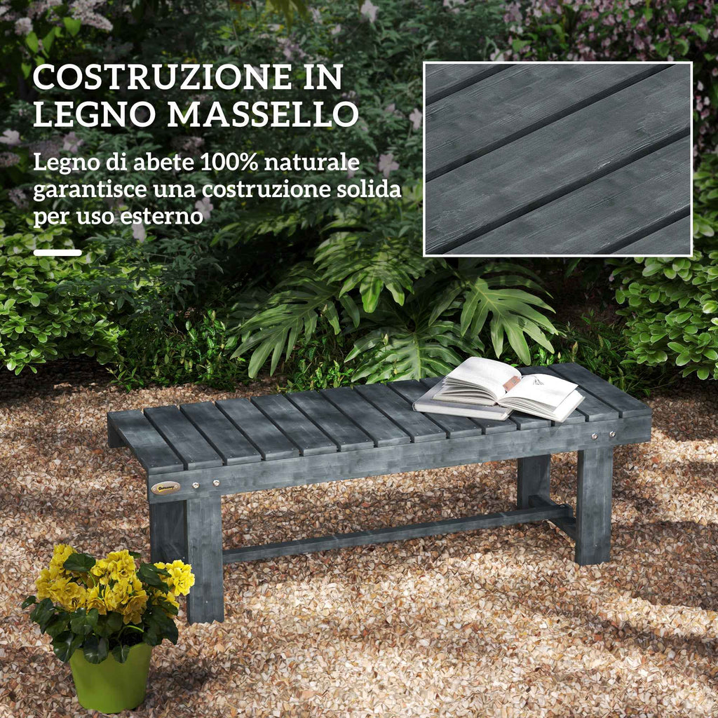 Outsunny 2-Seater Waterproof Garden Bench in Fir Wood, 110x38x35 cm, Grey