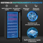 HOMCOM 92L Wine Refrigerator with Adjustable Shelves for 20 Bottles and 50 Cans, 43x45x94 cm, Black