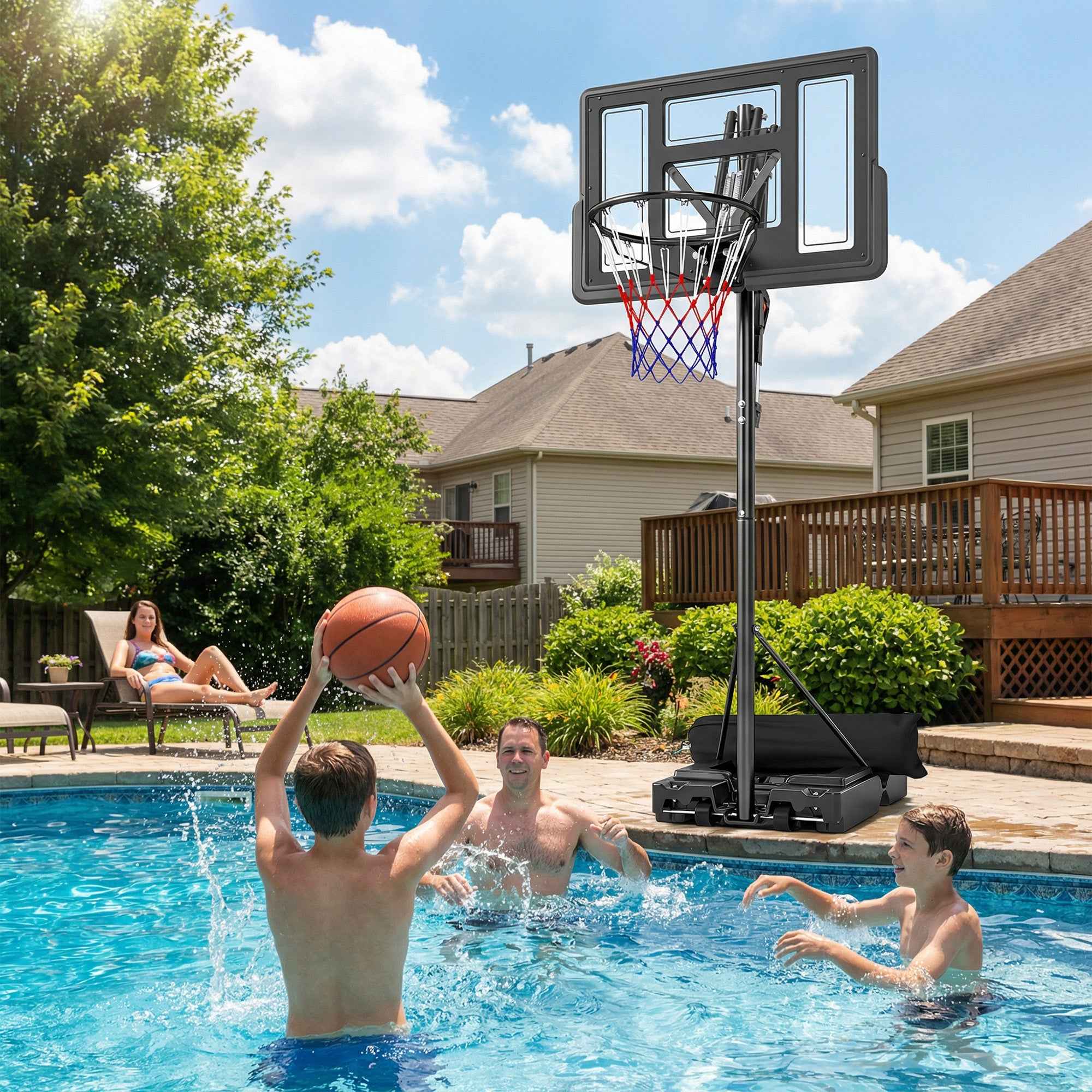 SPORTNOW Adjustable Basketball Hoop 235-305cm Unbreakable Black