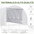 Outsunny 6x3x2m Tunnel Greenhouse, Metal Frame and PE Cover, White