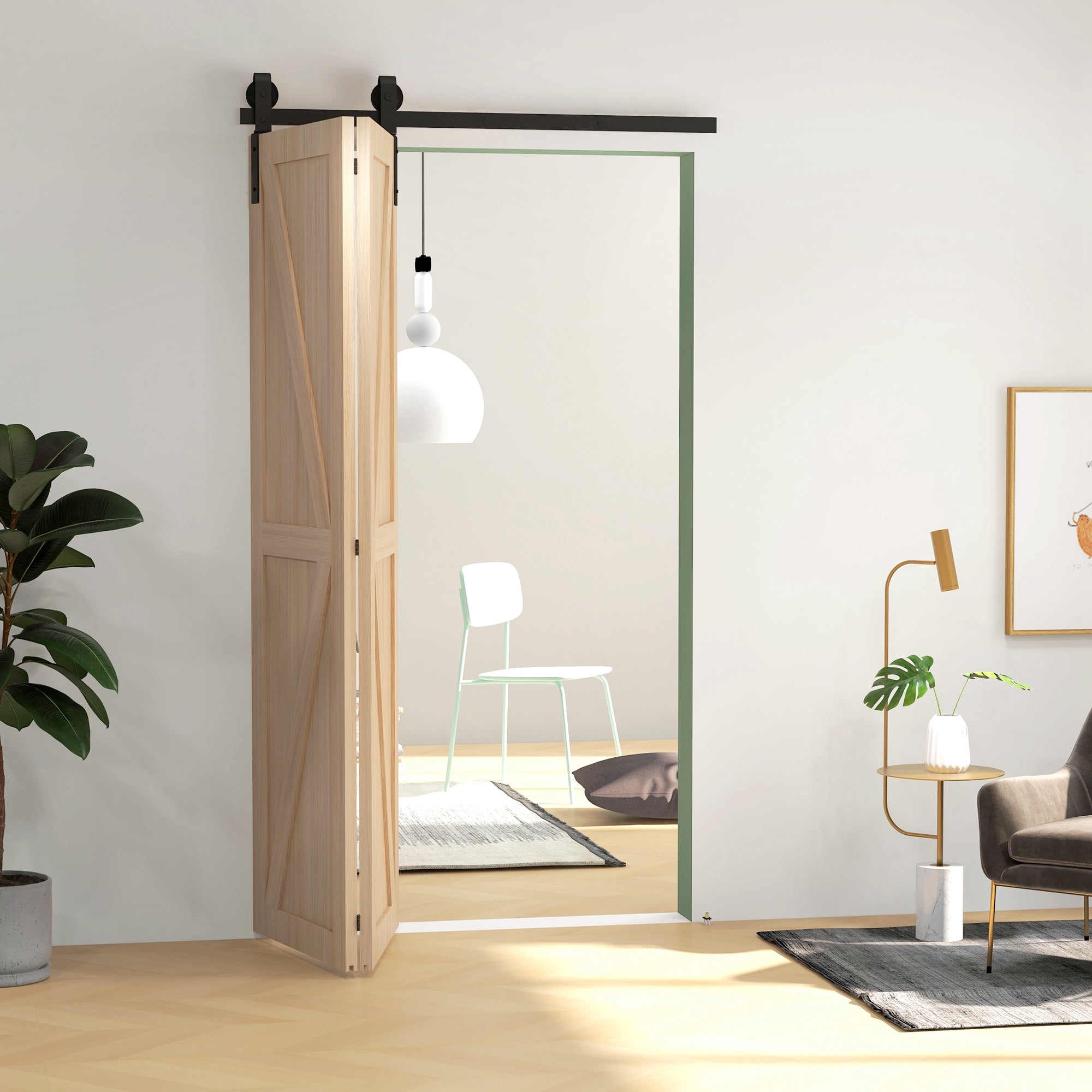 Black Carbon Steel Folding Sliding Door Kit 122x0.5x4cm