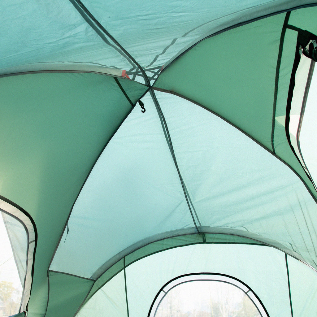 4-Person Water-Repellent Camping Tent with UV Protection, Fiberglass Poles, 4.55x2.3x1.8 m, Green