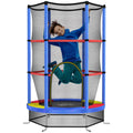 Trampoline for Children 3-6 Years with Safety Net, 6 Columns and 3 Entrances, Ø140x190 cm, Multicolor