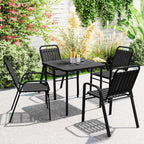 Outsunny Set of 4 Stackable Garden Chairs with High Backrest and Armrests, in PP and Steel, 56x66x91 cm, Black