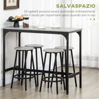 5 Piece Dining Set with Bar Counter 110x50x89.5 cm and Stools Ø30x60.5 cm in Wood and Metal Grey and Black