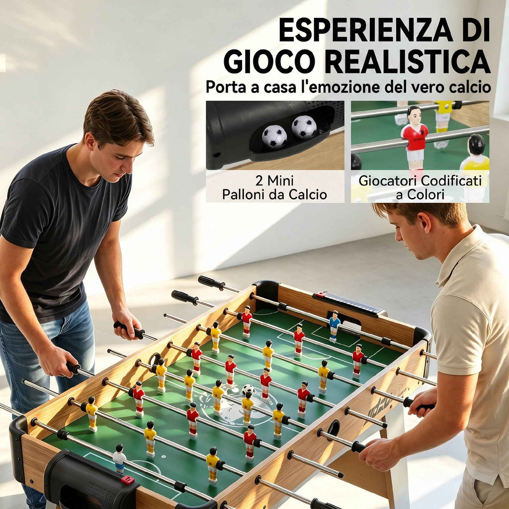 SPORTNOW Table Football with 22 Players, Balls and Manual Scoreboard, Oak and Yellow
